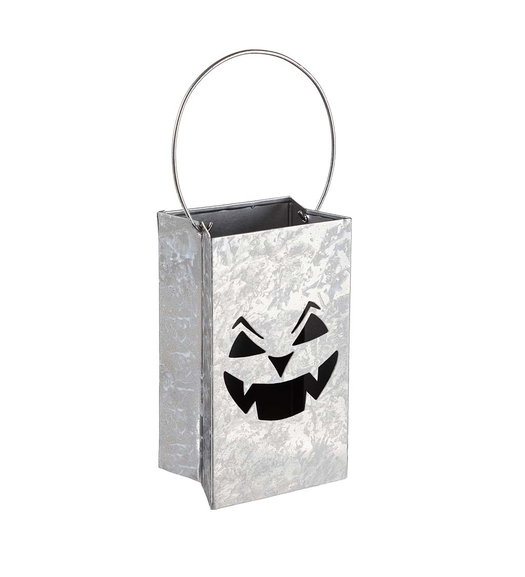 Galvanized Metal Halloween Lanterns, Set of 3