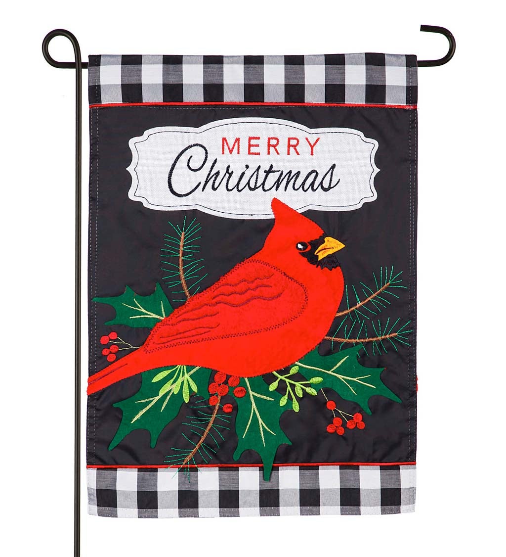 Merry Christmas Cardinal Applique Garden Flag