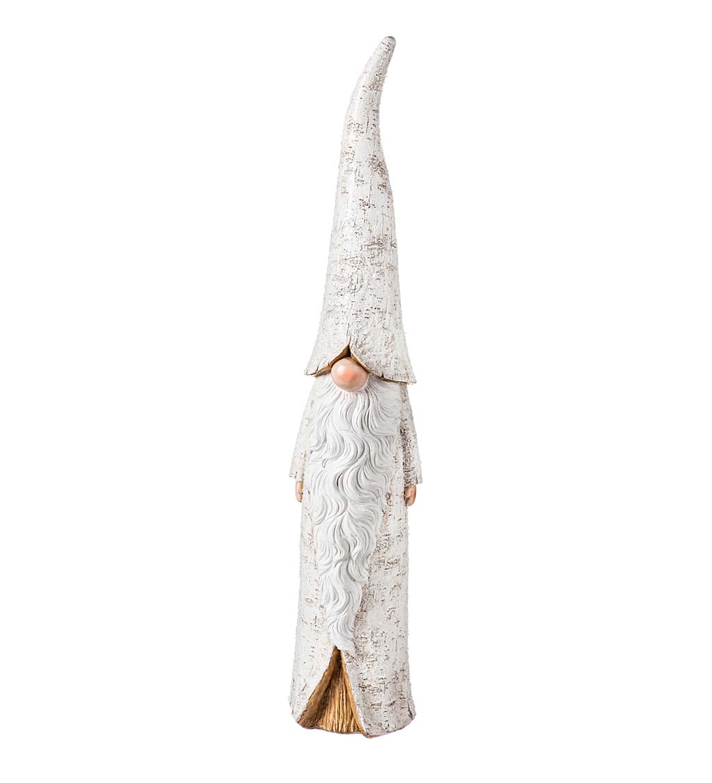 White Birch Inspired Winter Gnome Garden Statuary, 26"H