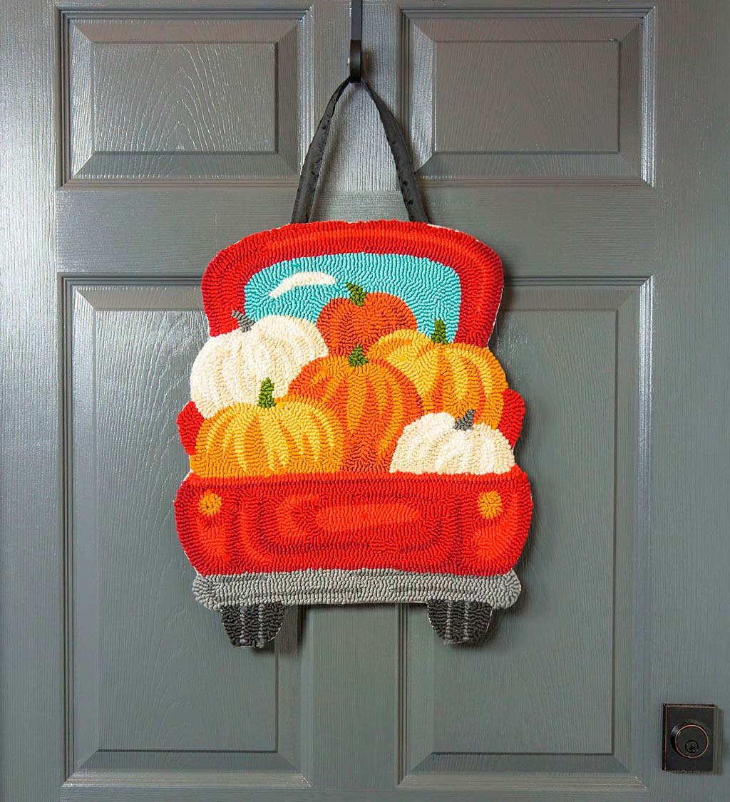 Red Truck with Pumpkins Hooked Door Décor