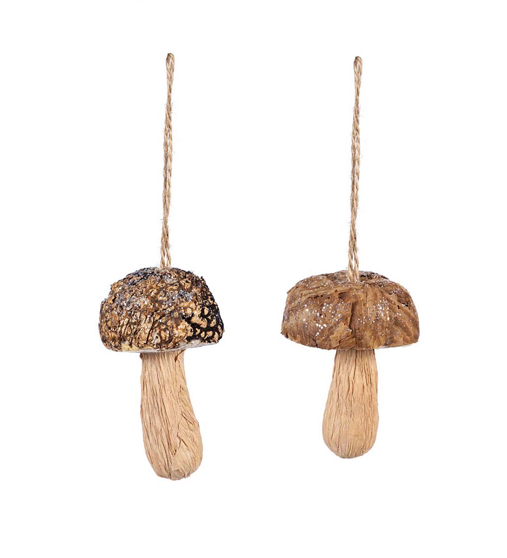 Woodland Mushroom Christmas Tree Ornaments, Set of 2