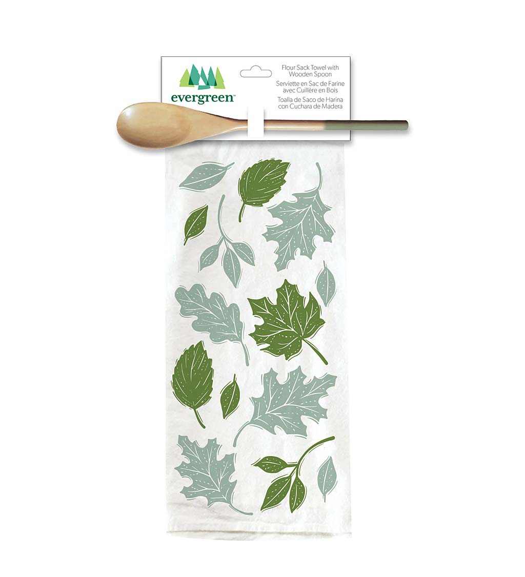 Harvest Flour Sack Towel and Wooden Spoon Gift Sets, Set of 4