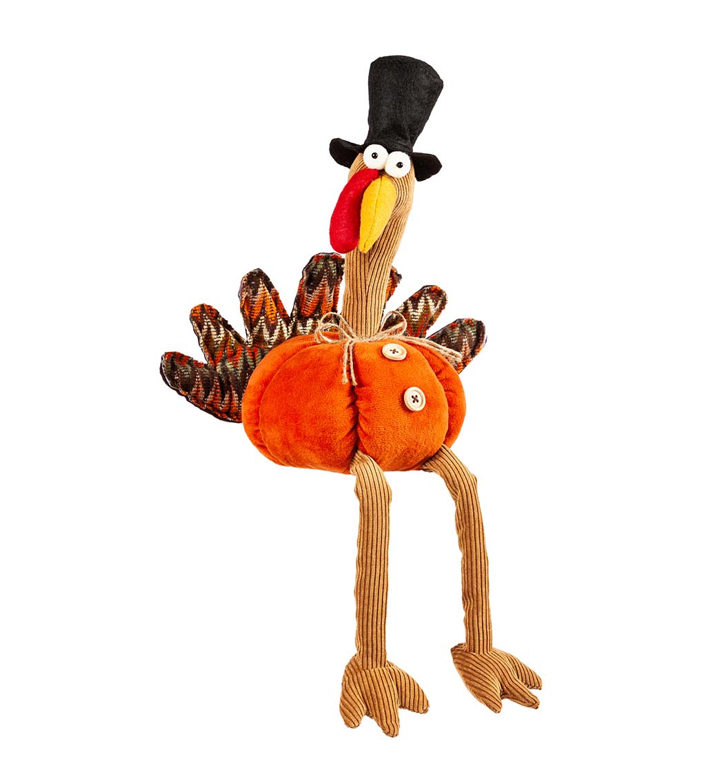 Plush Pumpkin Body Turkey Table Decor