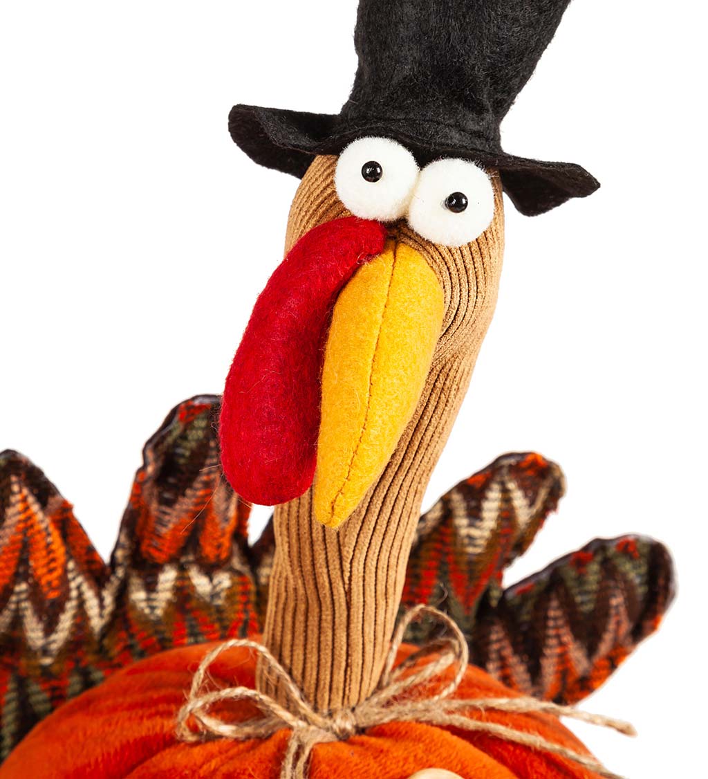 Plush Pumpkin Body Turkey Table Decor