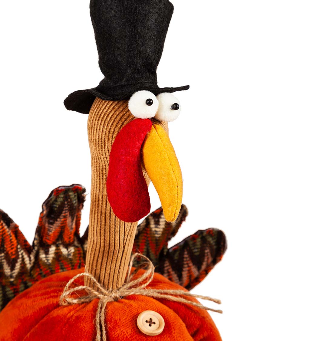 Plush Pumpkin Body Turkey Table Decor