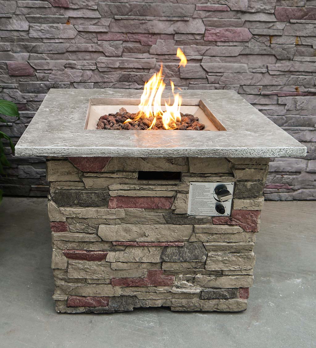 Hoover Outdoor LP Propane Gas Stacked Stone Fire Pit