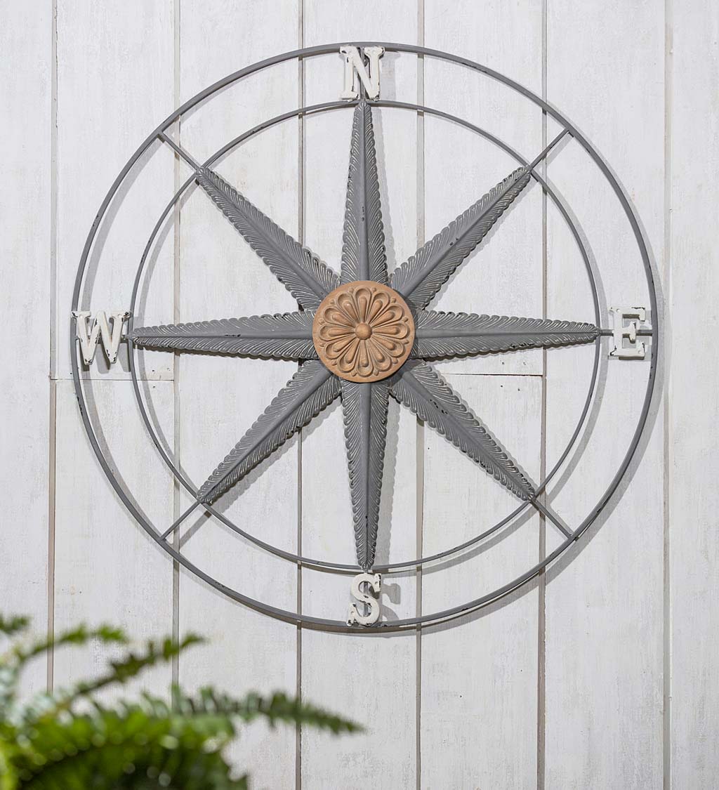 Indoor/Outdoor Metal Compass Wall Décor