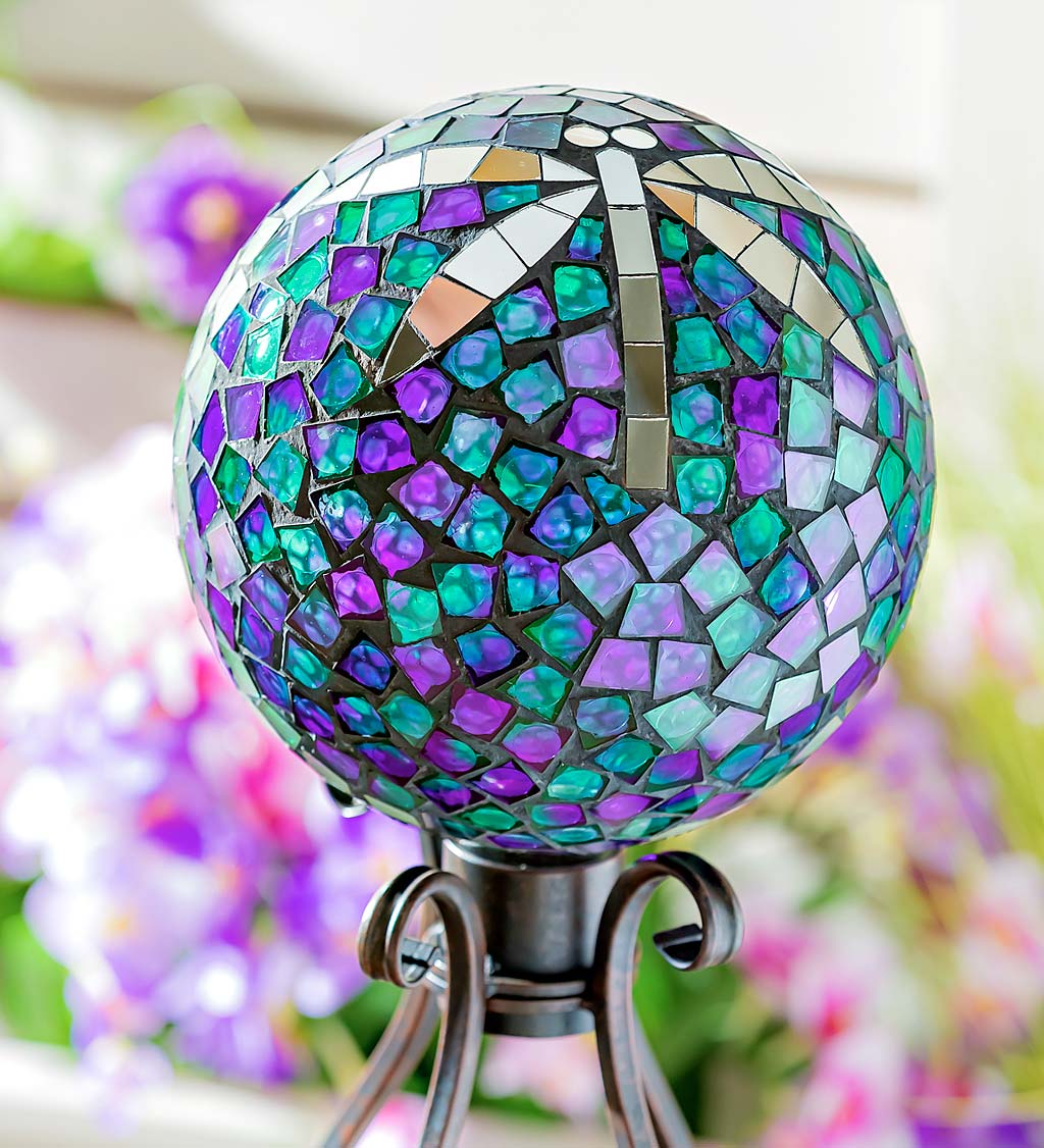 Mosaic Dragonfly Glass Gazing Ball