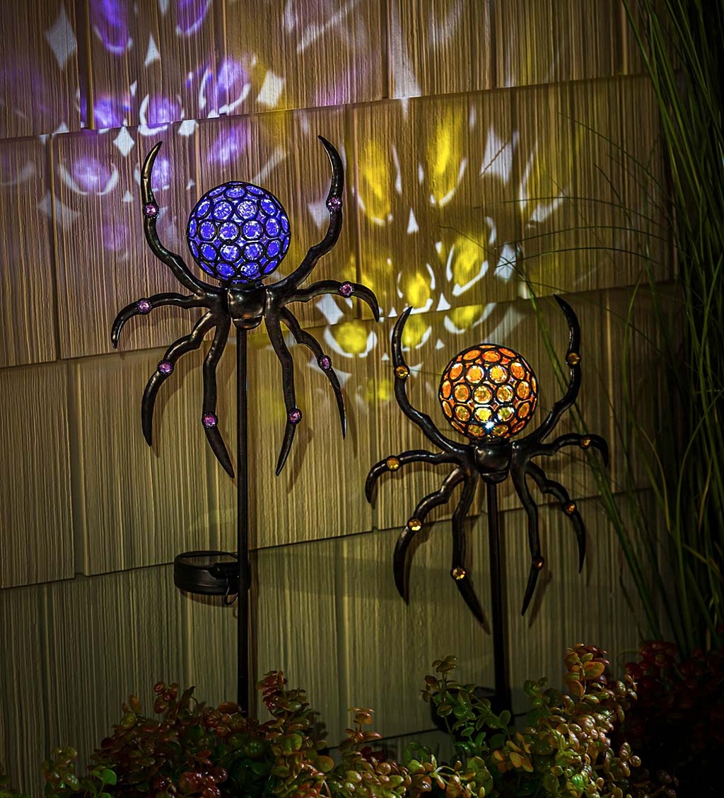 Solar Spider Garden Stakes, Set of 2