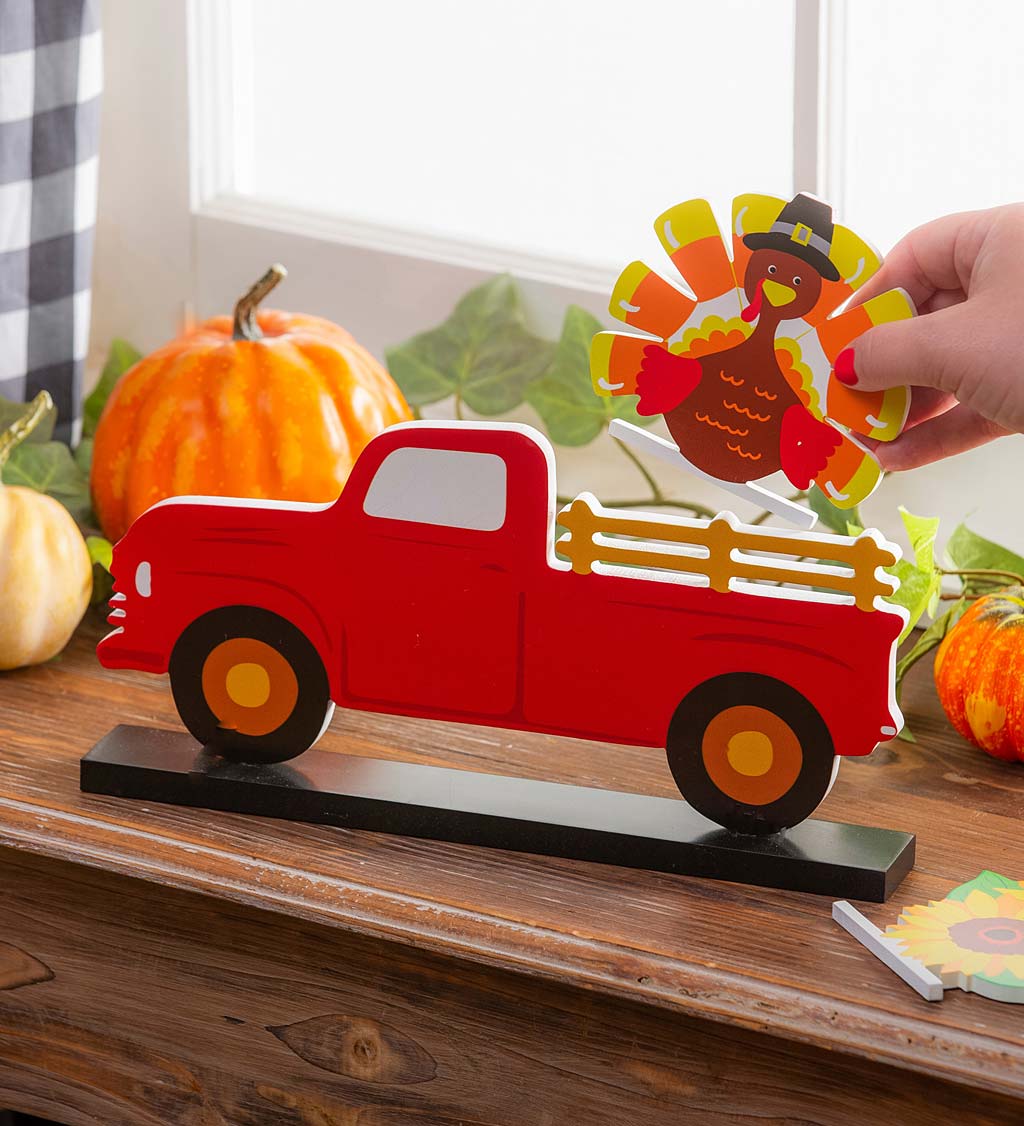 Classic Wooden Truck with 8 Seasonal Interchangeable Icons