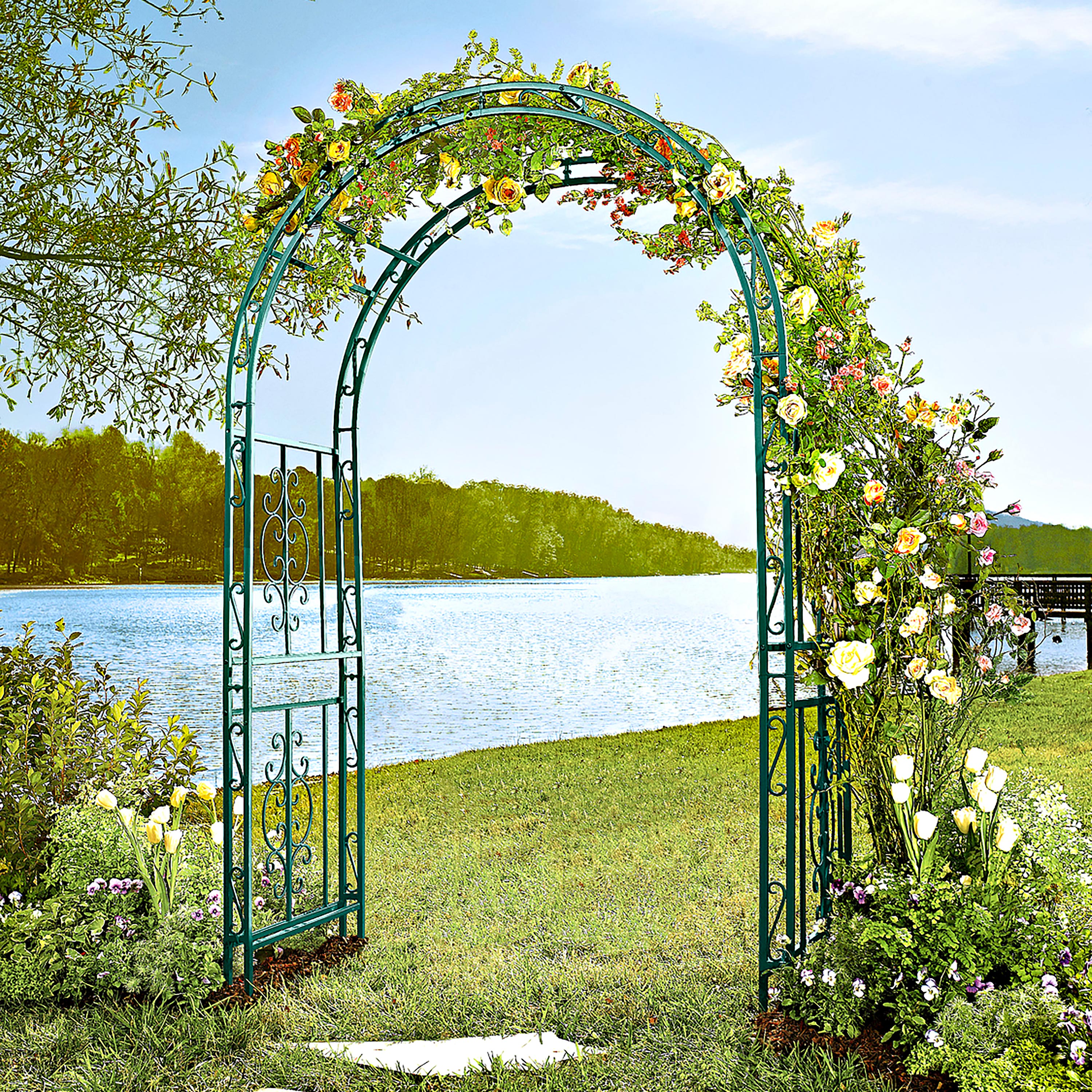 Colored Montebello Scrollwork Metal Garden Arbor