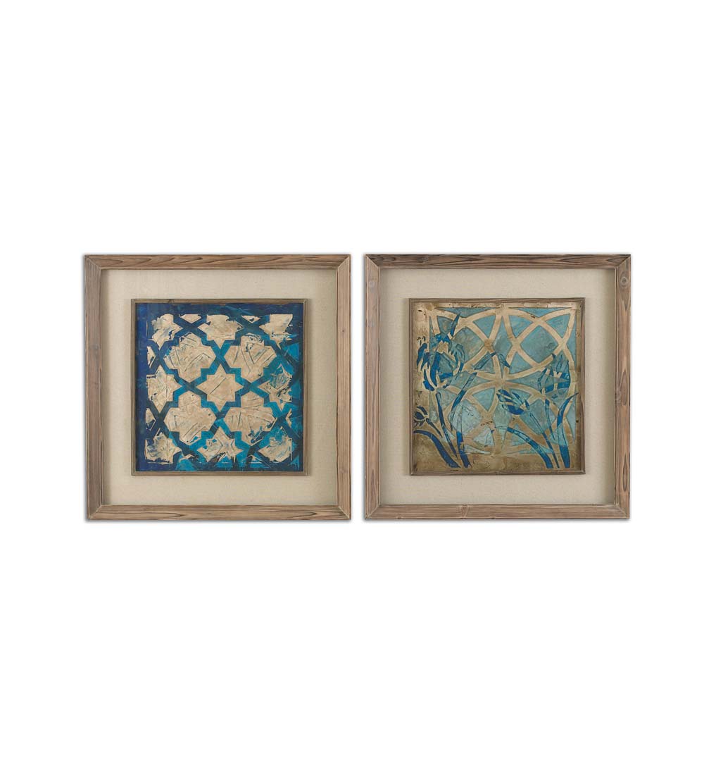 Stained Glass Indigo Prints, Set of 2