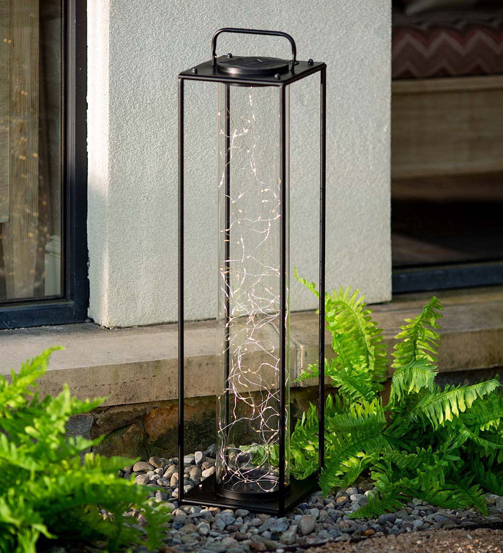 Glass Firefly Solar Lantern With String Lights