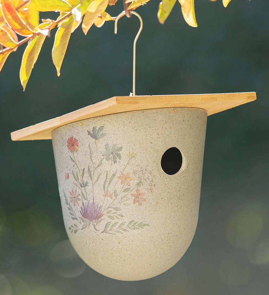 Full Circle Eco Conscious Hanging Bird House with Wildflower Decal