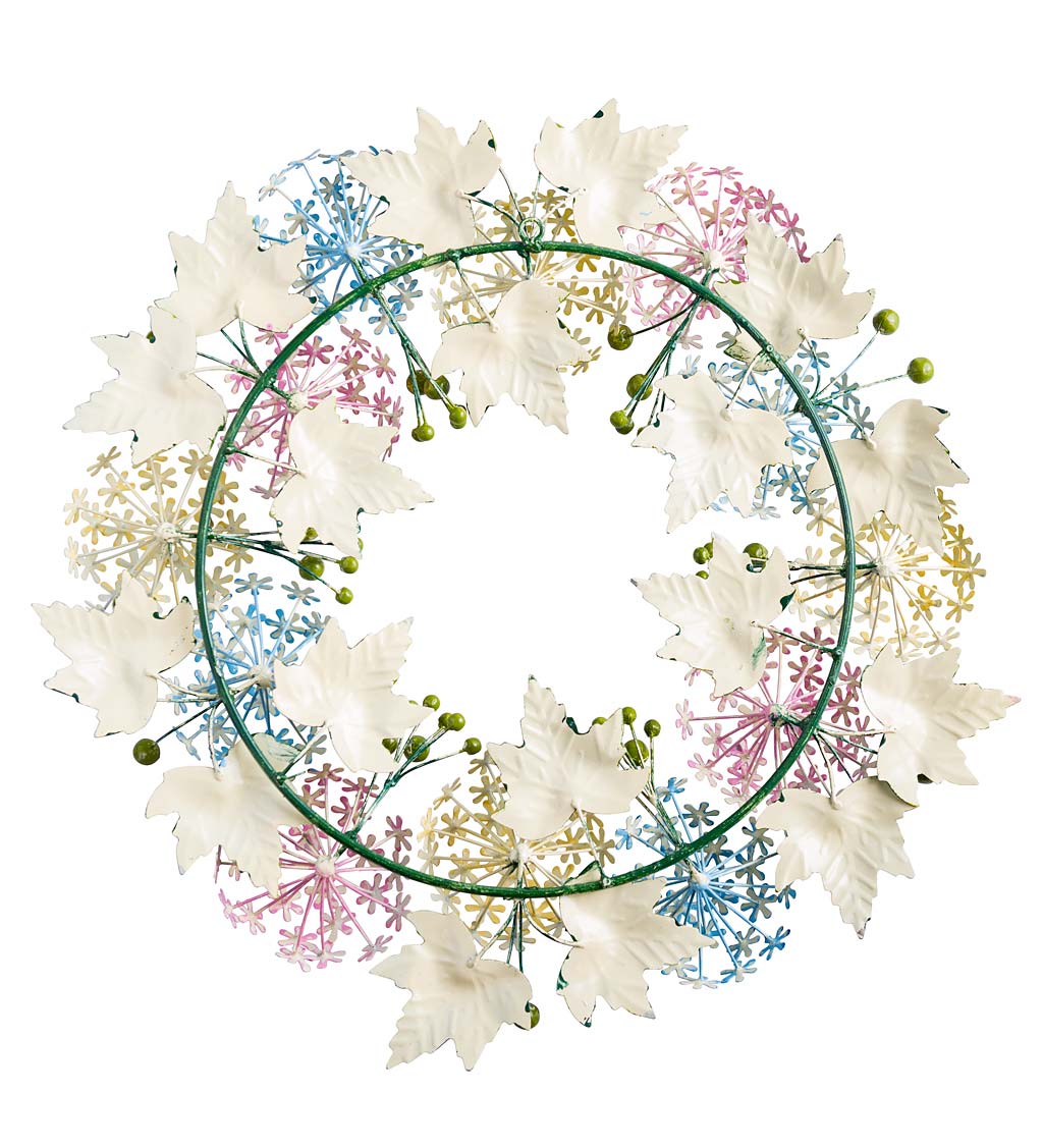 Handmade Metal Floral Wreath in Spring Pastel Colors