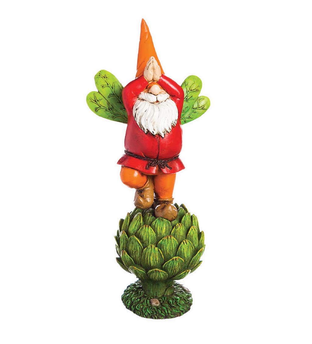 Happy Posing Gnome on Vegetable Garden Statue