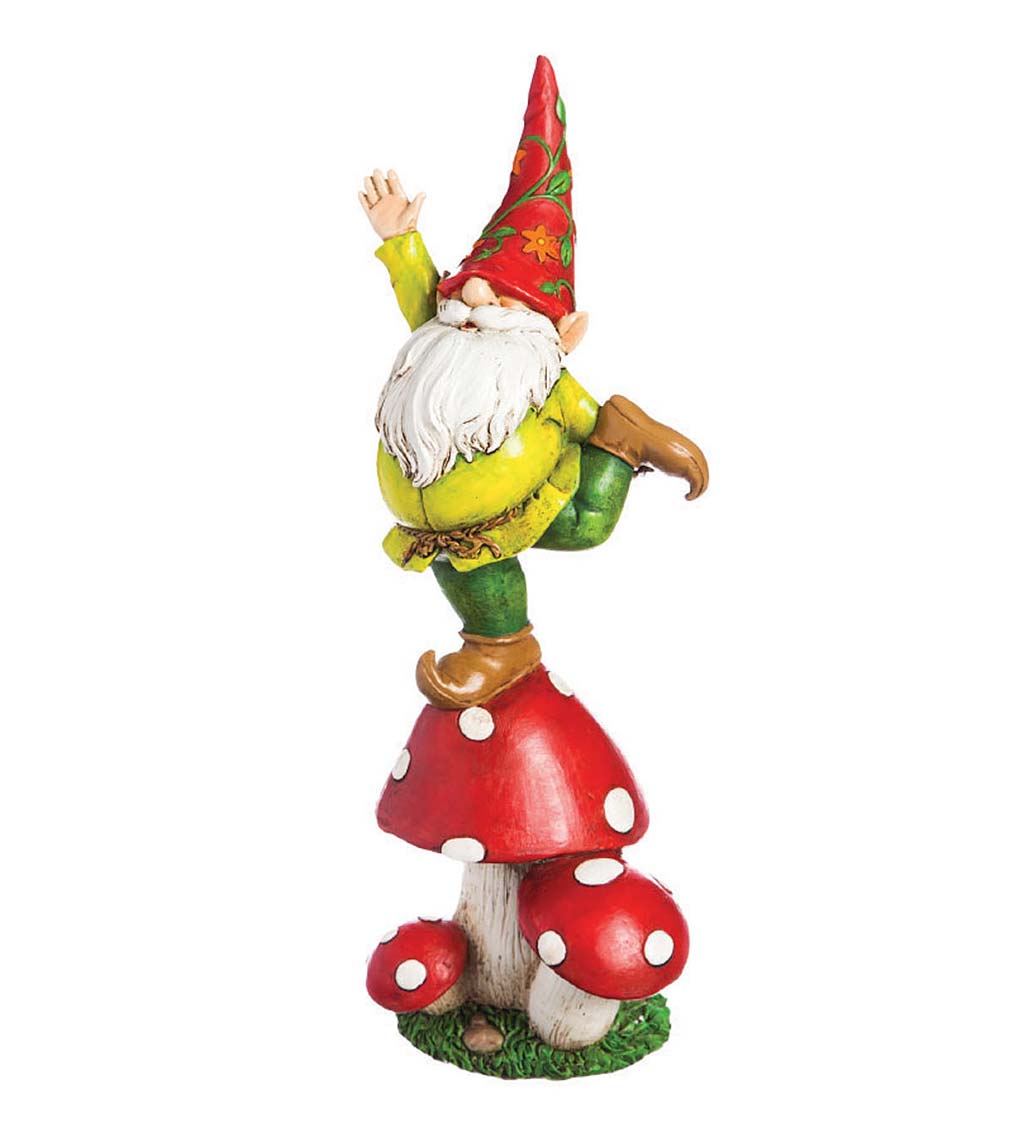 Happy Posing Gnome on Vegetable Garden Statue
