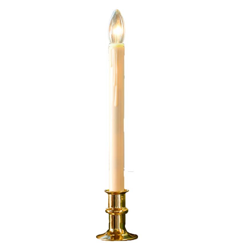 Adjustable Height Window Candle with Auto Timer, Metal Base and Outward-Facing Bulb swatch image