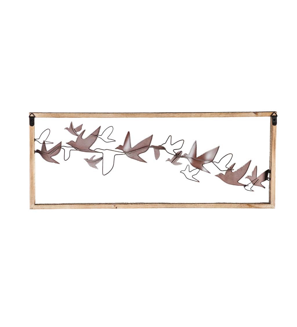 Wood and Metal Framed Flying Bird Wall Décor