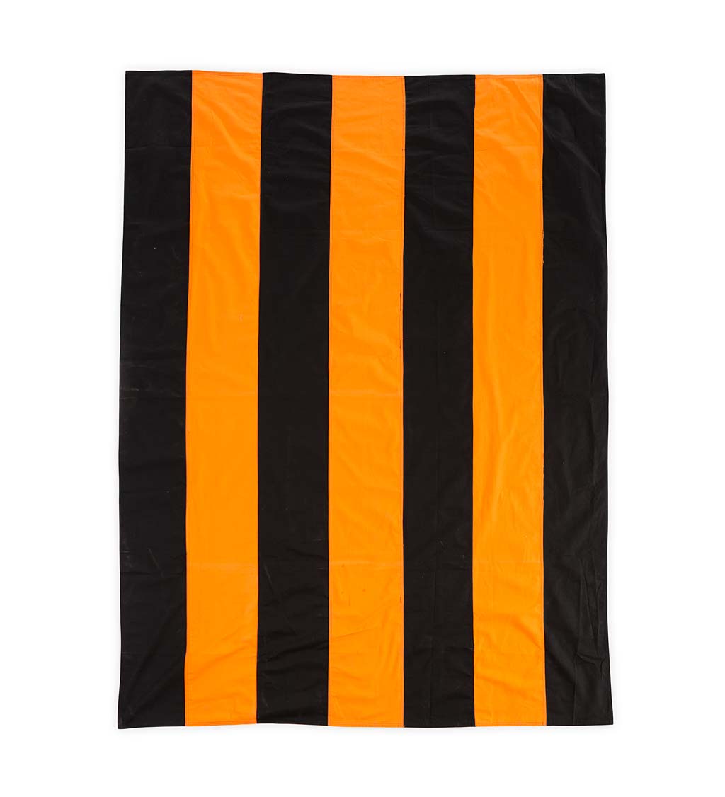 Halloween Orange and Black Cotton Striped Tablecloth