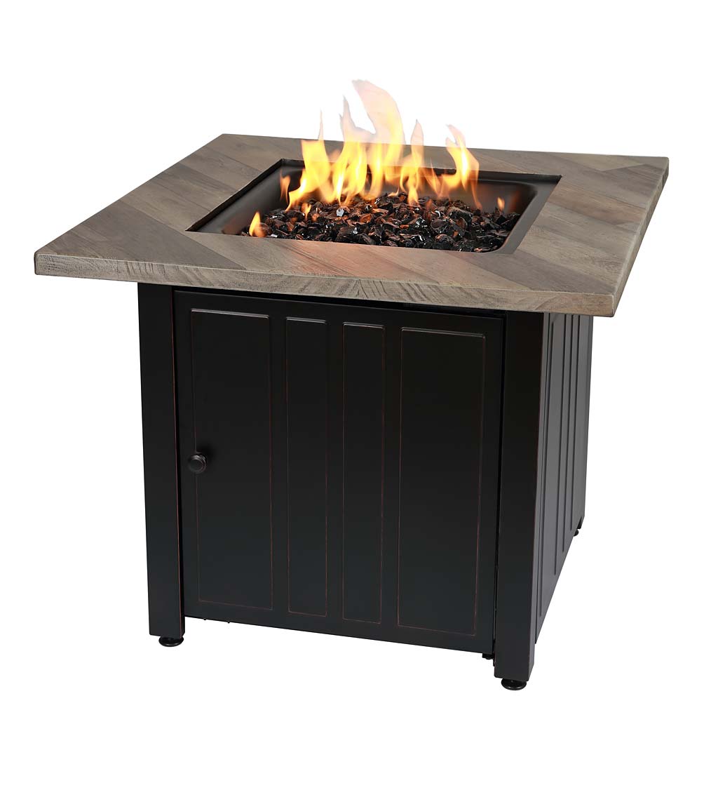 Bayhill Outdoor LP Gas Fire Pit with Printed Resin Mantel, 30"