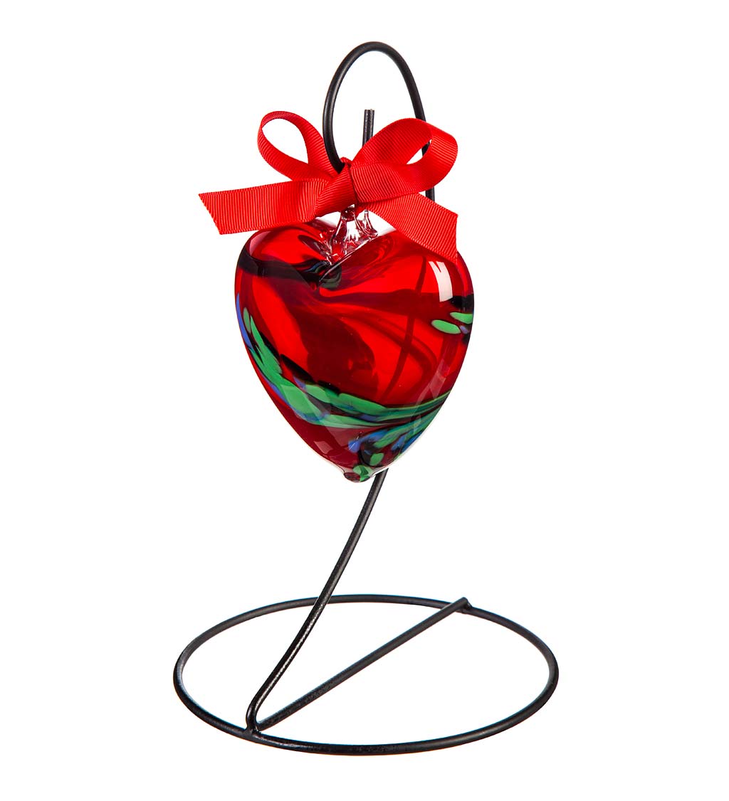 American Heart Association Glass Heart Ornament with Stand