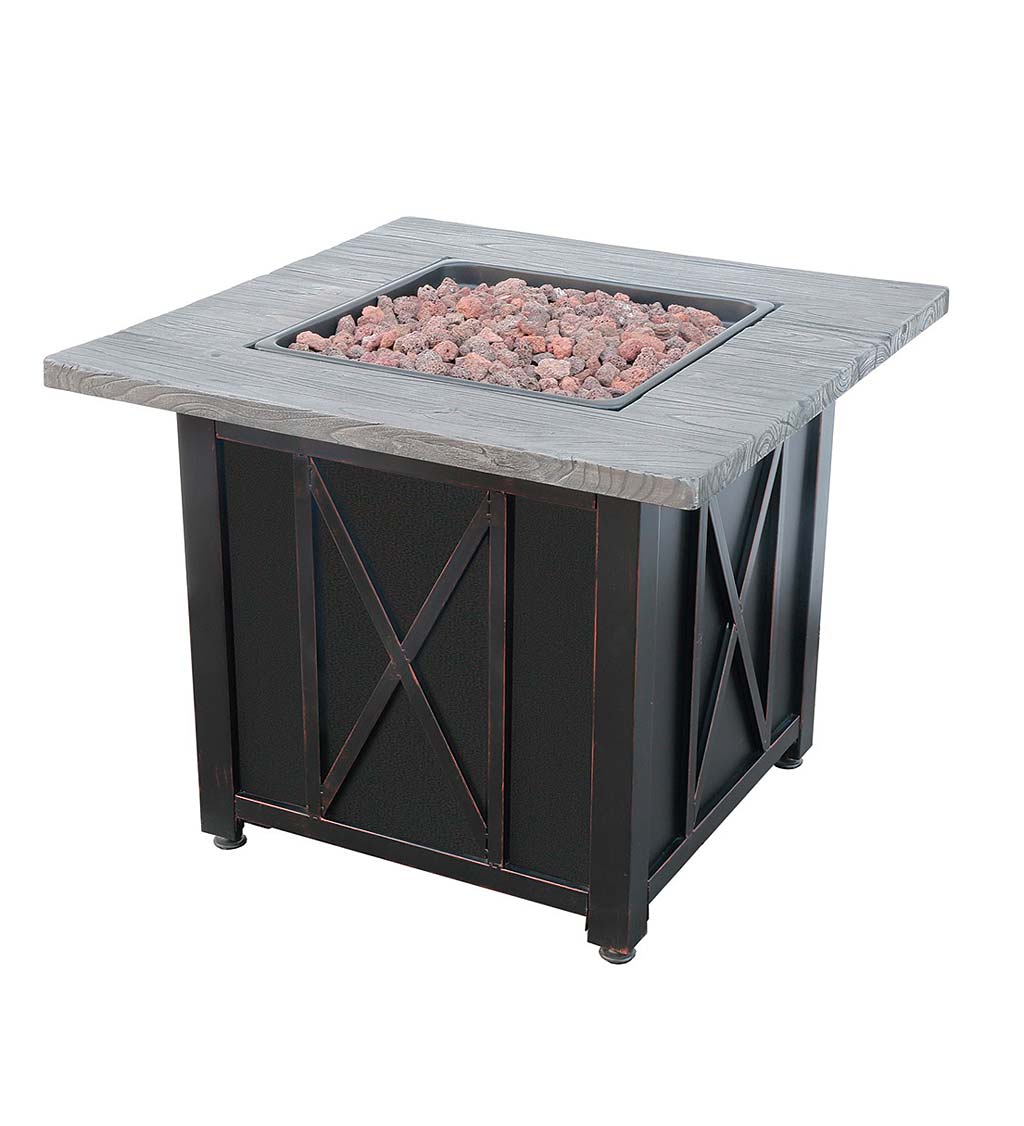 Delwood Outdoor Propane Gas Fire Pit with Resin Mantel