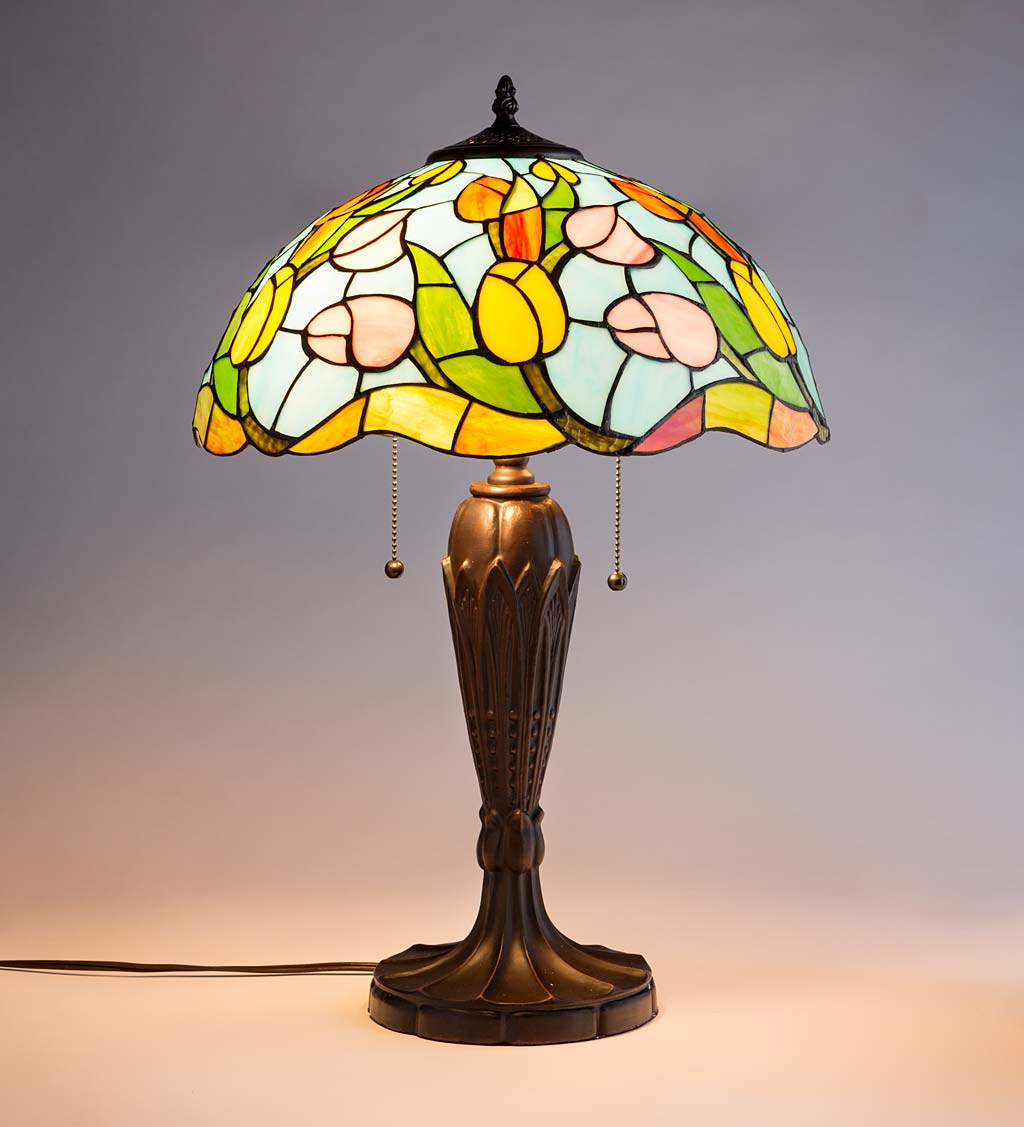Tiffany Style Stained Glass Tulip Table Lamp