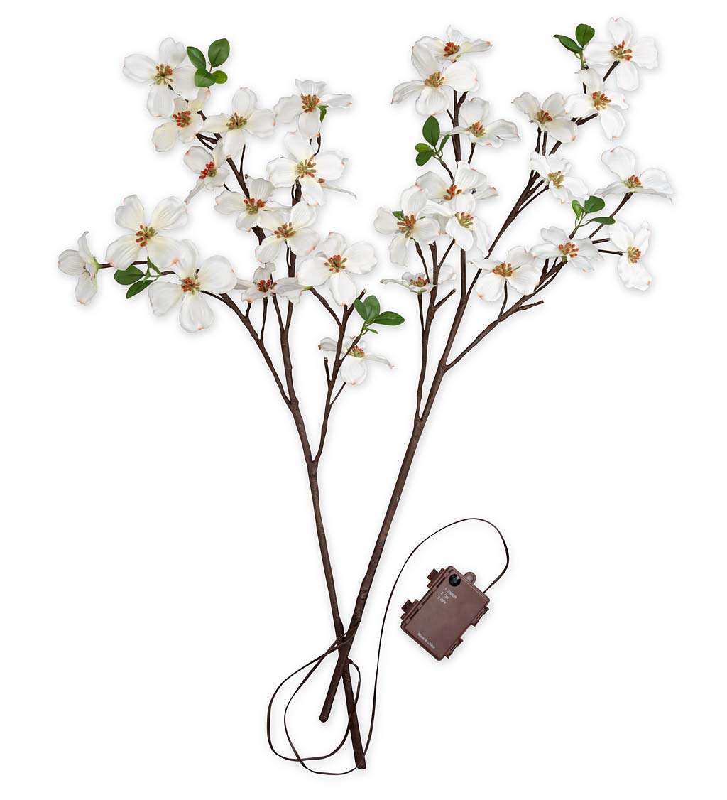 Indoor/Outdoor Lighted Dogwood Tree Branches, Set of 2