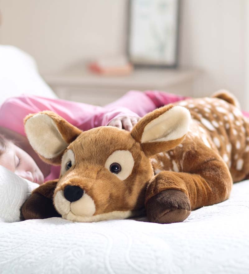 Fuzzy Spotted Fawn Plush Cuddle Animal Body Pillow