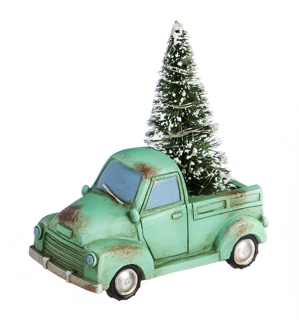 Lighted Holiday Trucks with Trees Statuaries, Set of 3