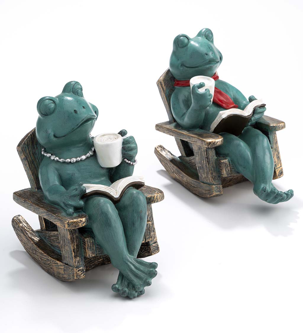 Lily and Paddy Reading Frog Statues, Set of 2