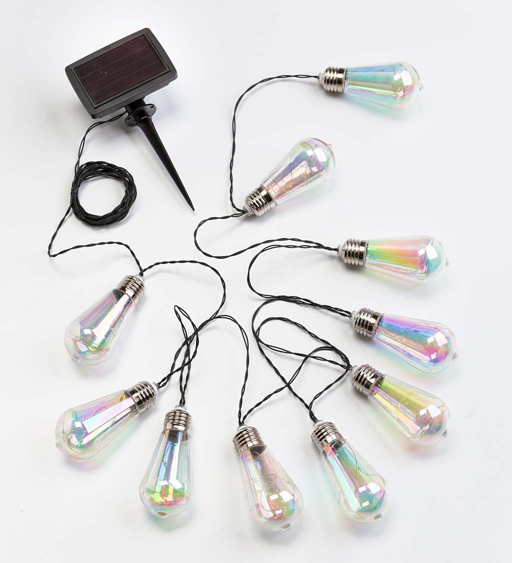 Solar Vintage-Style Iridescent Light Bulb String Lights
