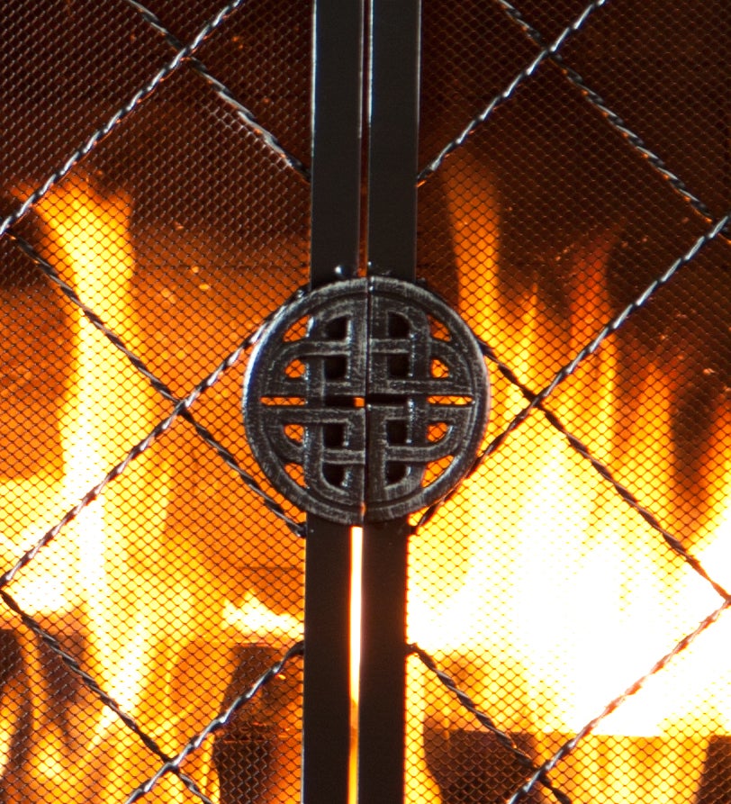 2-Door Celtic Knot Flat Steel Fire Screens And Accessories