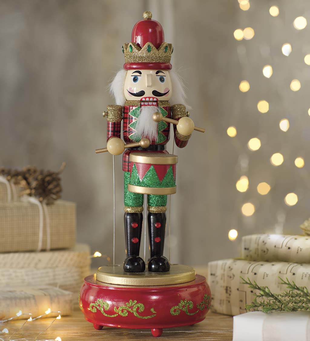 Musical Animated Wooden Nutcracker Statue