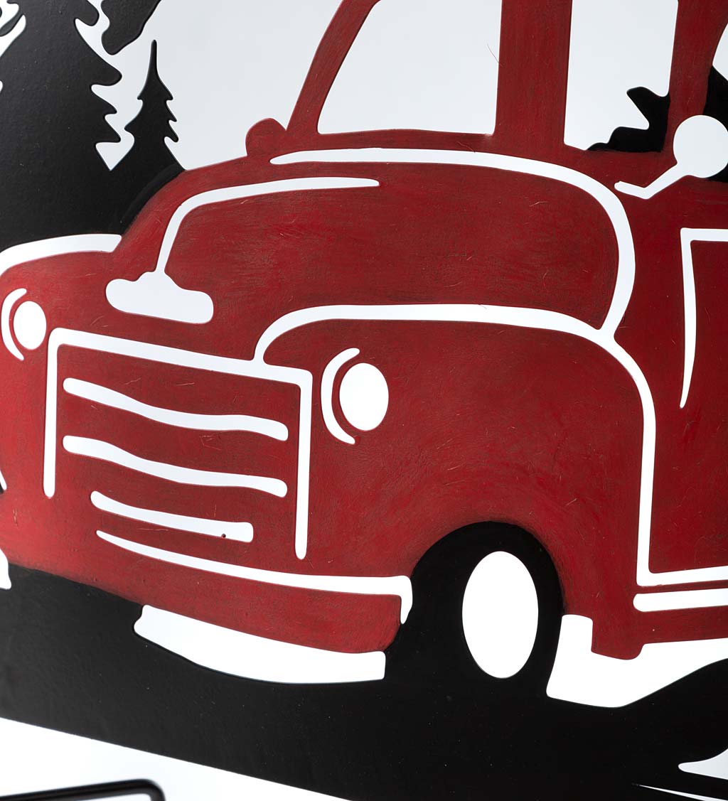 Merry Christmas Vintage Truck Metal Holiday Trellis