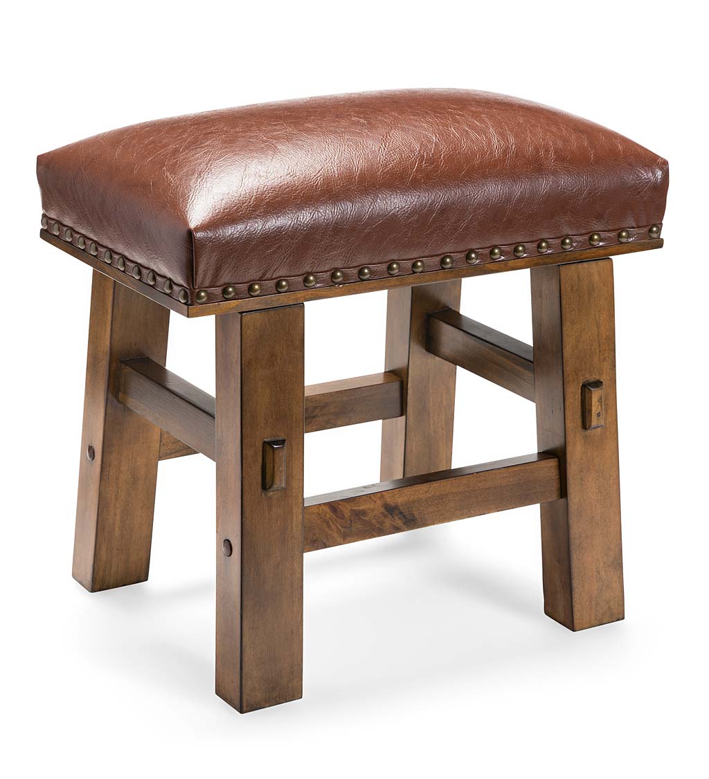 Canyon Brown Leather Footstool