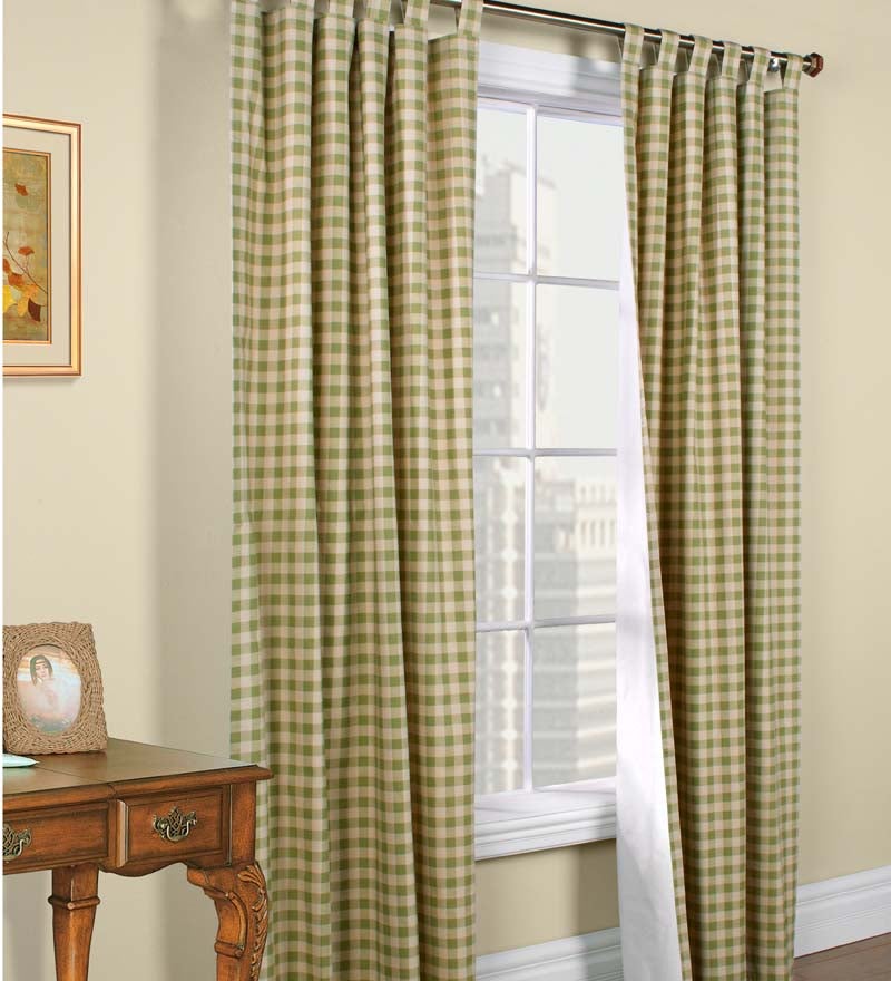 Thermalogic Check Tab-Top Double-Wide Curtain Pair, 84"L x 160"W swatch image
