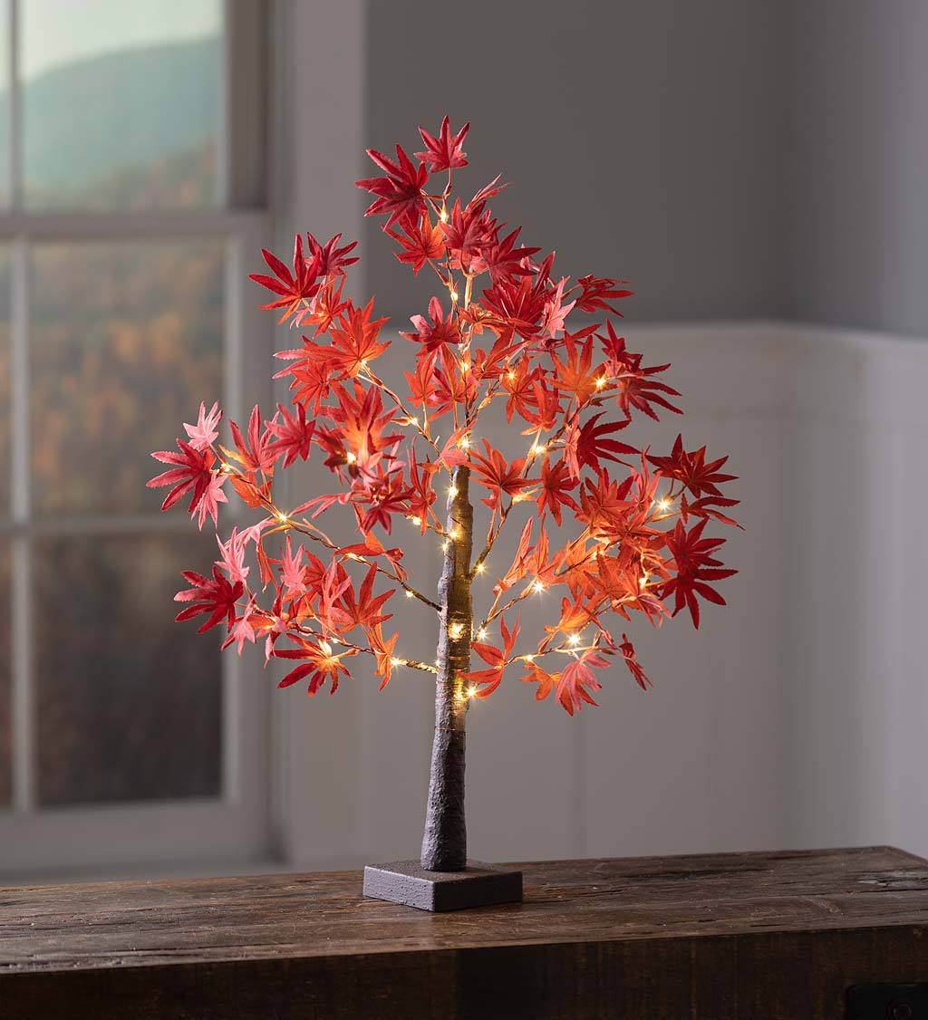 Indoor/Outdoor Lighted Tabletop Japanese Maple Tree with 40 Lights