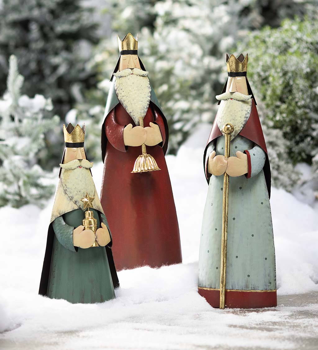 Small Nativity Wise Man Indoor/Outdoor Metal Statue With Star