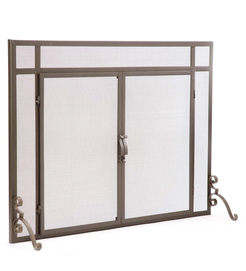 Flat Guard Fire Screens With Doors in Solid Steel, 39"W x 31"H swatch image