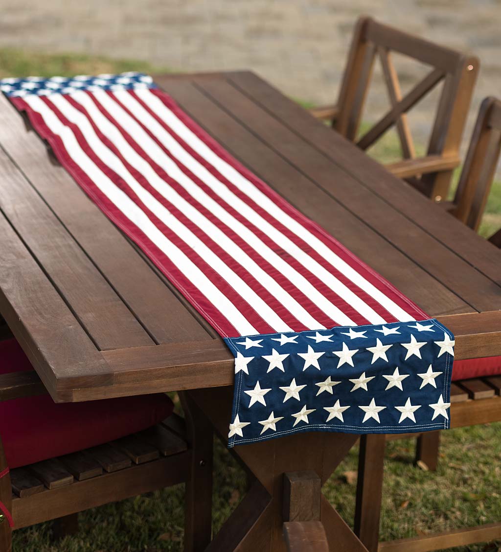 Classic American Flag Star-Spangled Cotton Table Runner