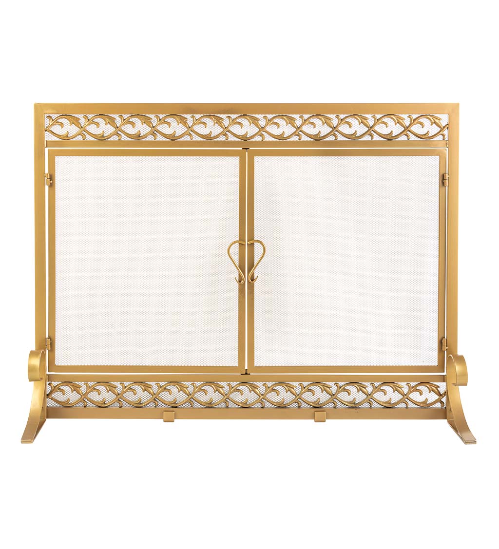 Small Cast Iron Scrollwork Fire Screen With Doors swatch image