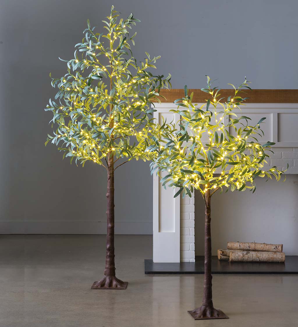 Lighted Faux Olive Tree with Warm White LED Lights
