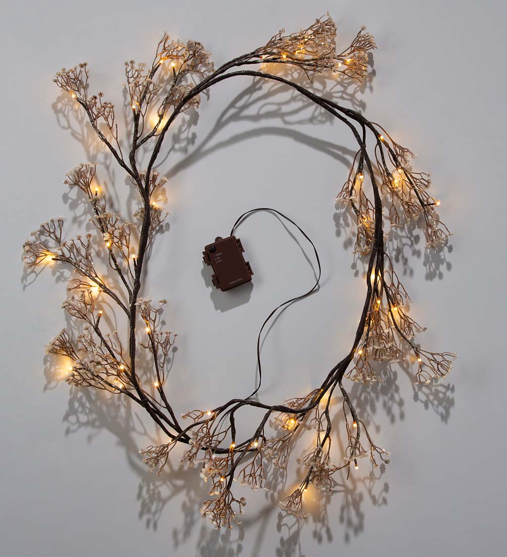 Indoor/Outdoor Lighted Baby's Breath Garland with Timer