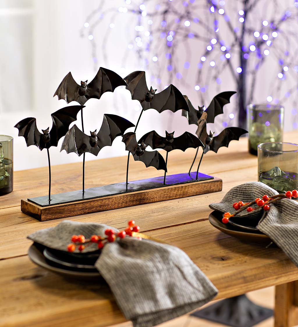 Handmade Halloween Bat Metal Centerpiece Accent