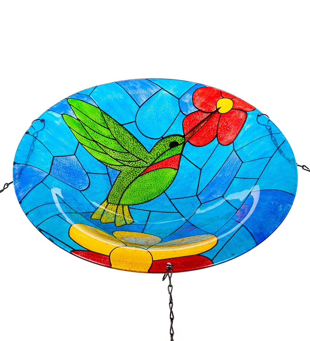 Glass Hanging Hummingbird Birdbath