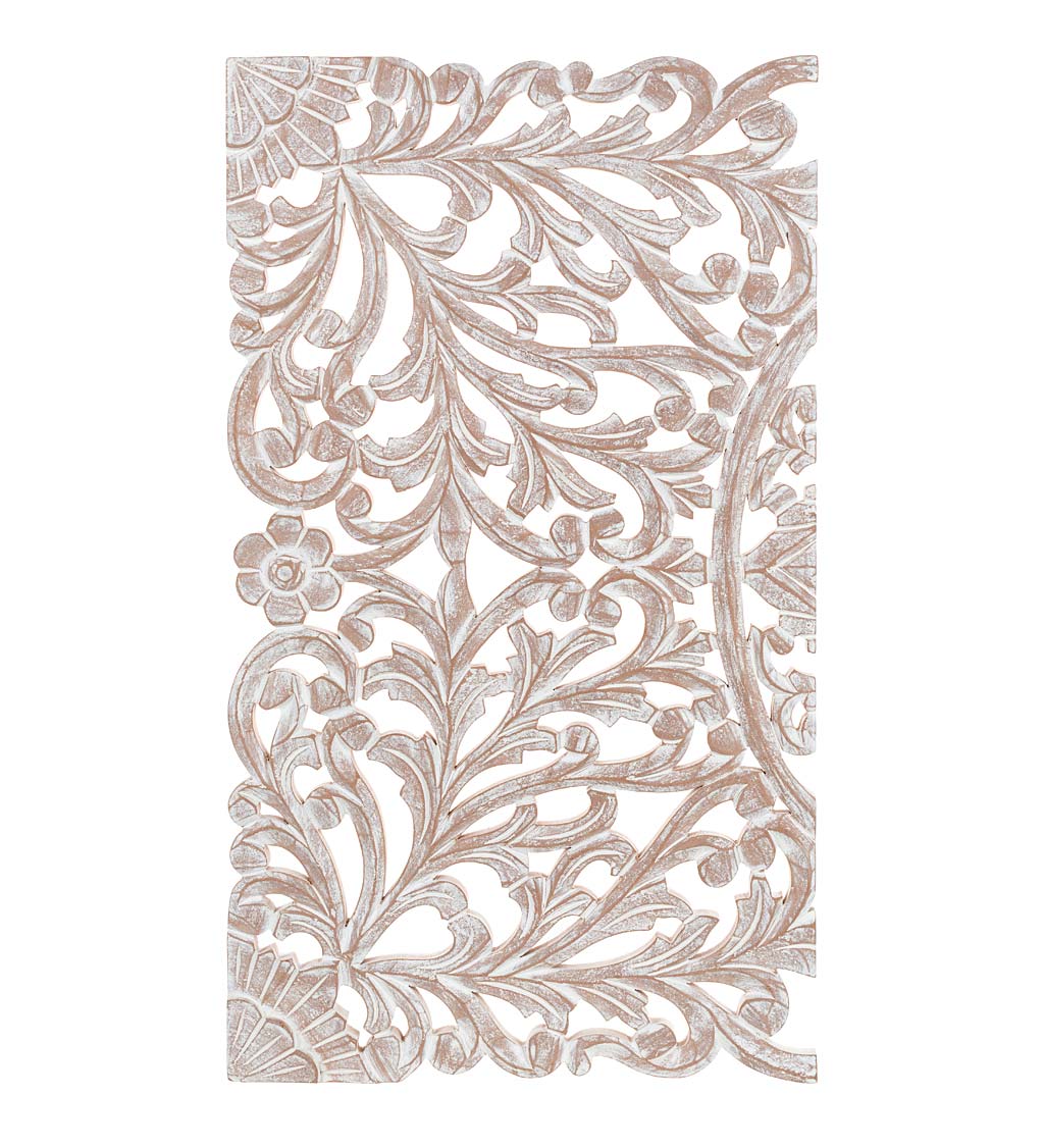 Three Panel White Washed Floral Wall Art