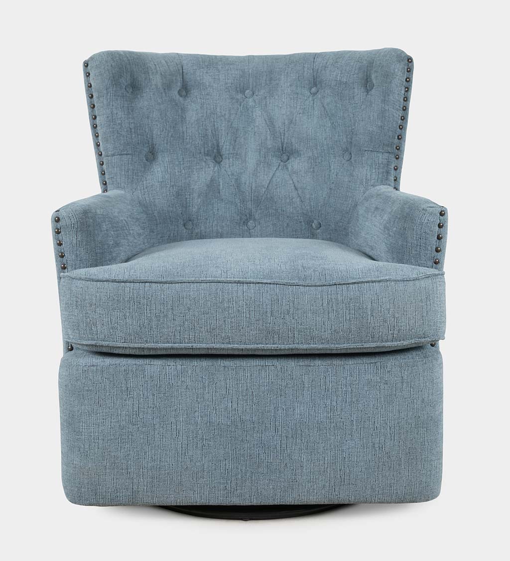Beverly Tufted Swivel Accent Chair with Nailhead Trim