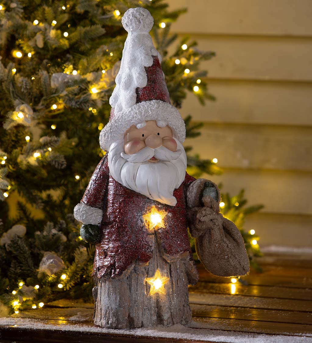 Indoor/Outdoor Holiday Lighted Woodland Santa Statue